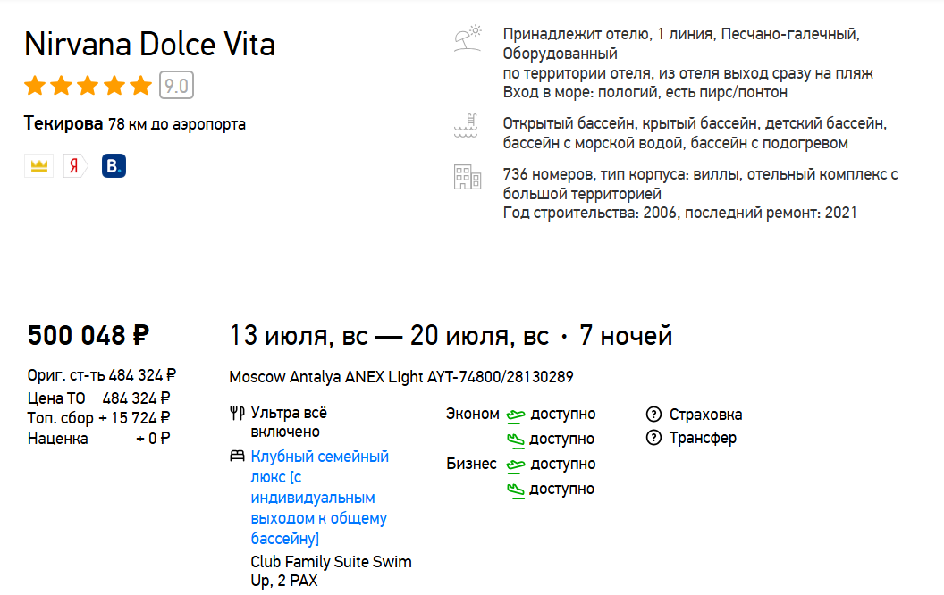 Люксовый отель в Турции 5*