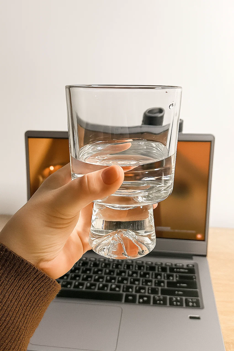 Это может быть похожий стакан или даже красивый винный бокал - главное, что бы стало приятнее пить воду по утрам