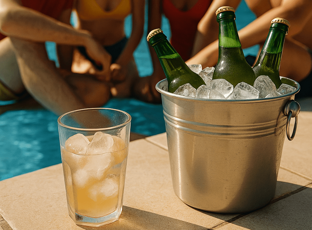    Охлаждение через внешнюю поверхность сосуда более эффективно, если обеспечить плотный контакт льда со всей поверхностью бутылки.