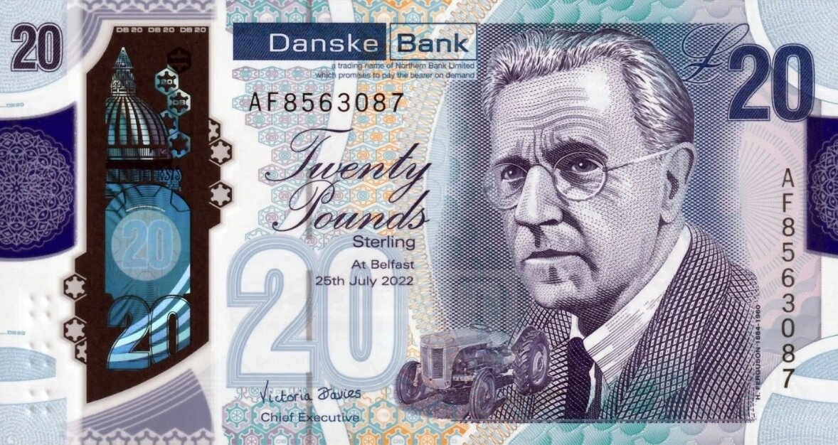 Северная Ирландия 20 фунтов 2022 года Danske Bank