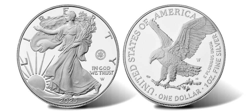    Аверс памятного Серебряного Орла 2025 года с приват-маркой Армии США