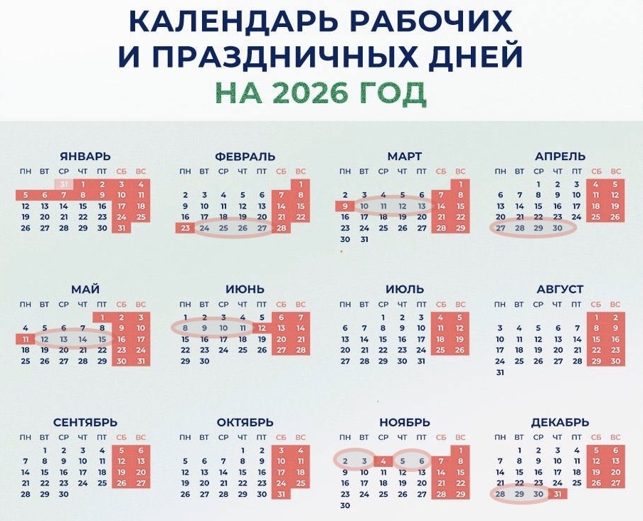 В 2026 году совсем уж коротких рабочих недель между длинными выходными не будет 