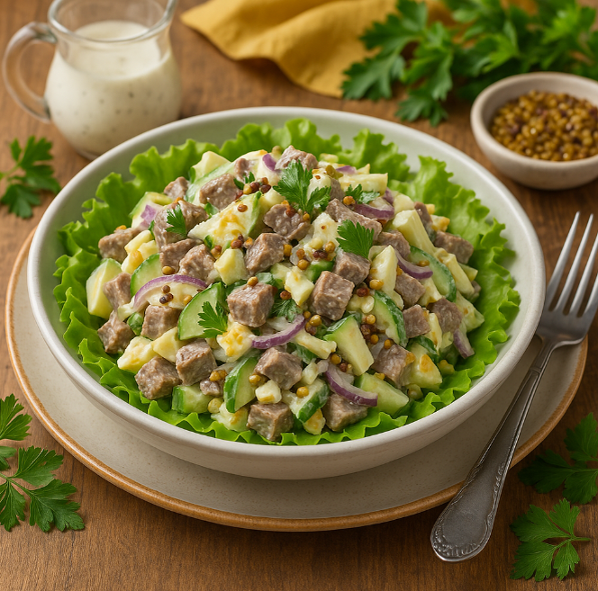 Салат из отварной говядины и яблока рецепты от Дарики