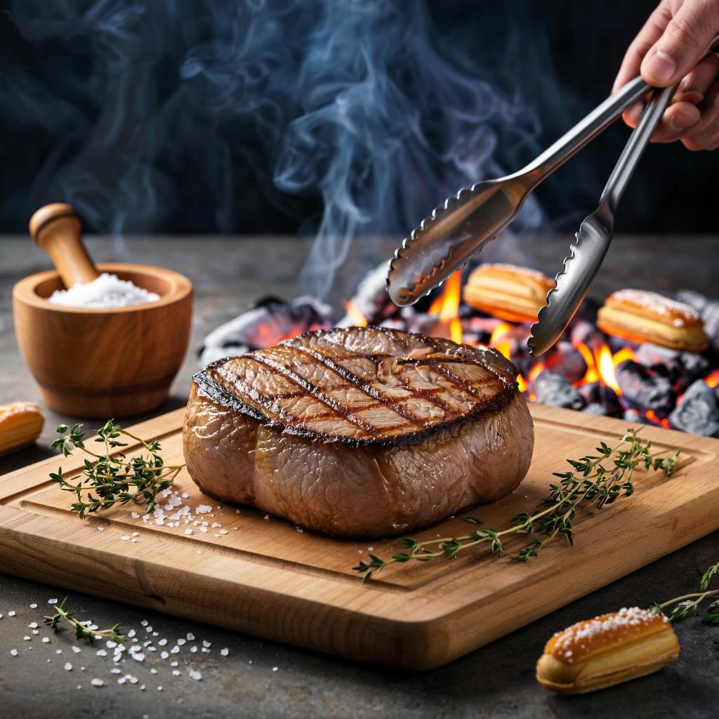 Сочный стейк на гриле: аромат дыма и хрустящая корочка