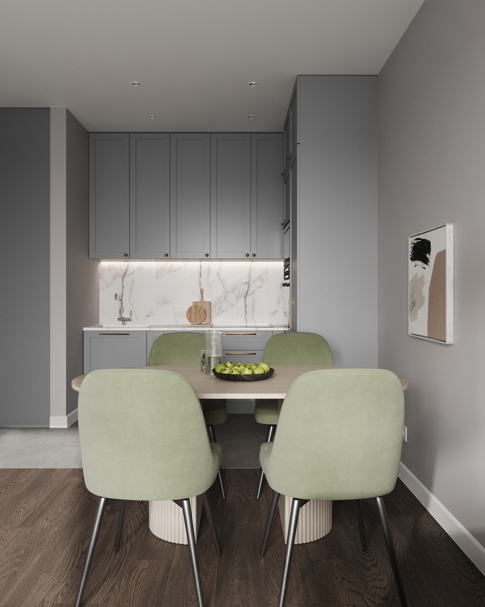 Рендеры темной отделки Евро-2к. квартиры в ЖК Supernova