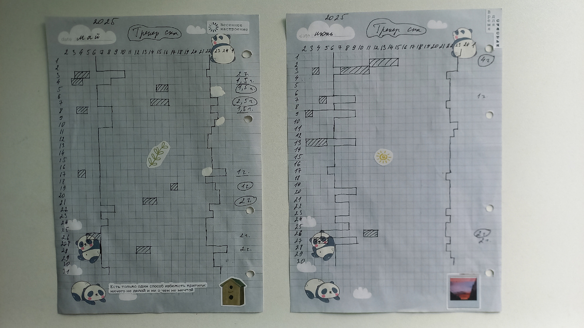 Трекер режима дня май и июнь 2025