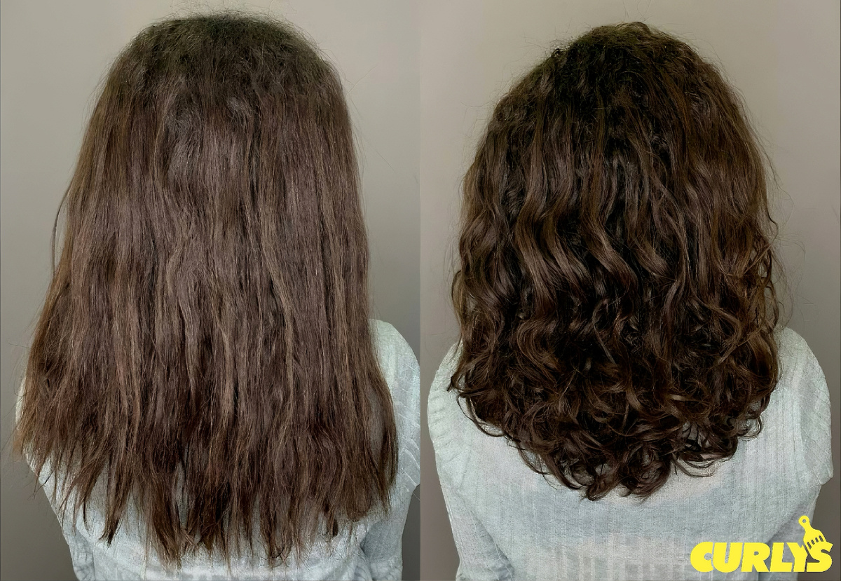 (пример, когда гостья пыталась вернуть прежний вид своих волос после кератинового выпрямления на услуге “Трансформация” в Curly’s)