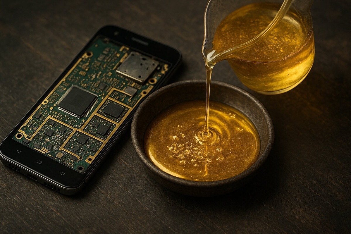    Большая часть золота в гаджетах сосредоточена в платах, контактах и разъемах