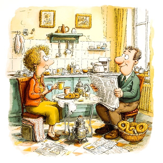 Через месяц «научного подхода» супруги сидели на кухне, пили чай с баранками