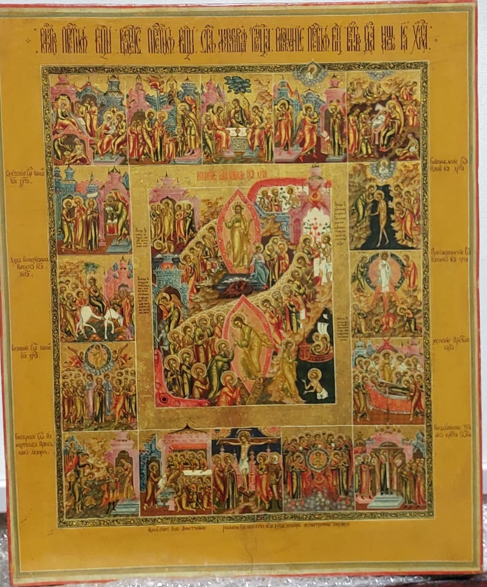 Икона Двунадесятые праздники. Палех. середина 19 века.