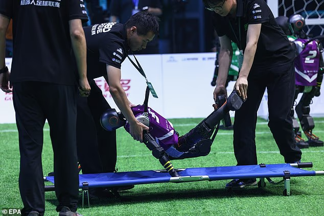 К моменту финального свистка двух ботов пришлось выносить с поля на носилках.