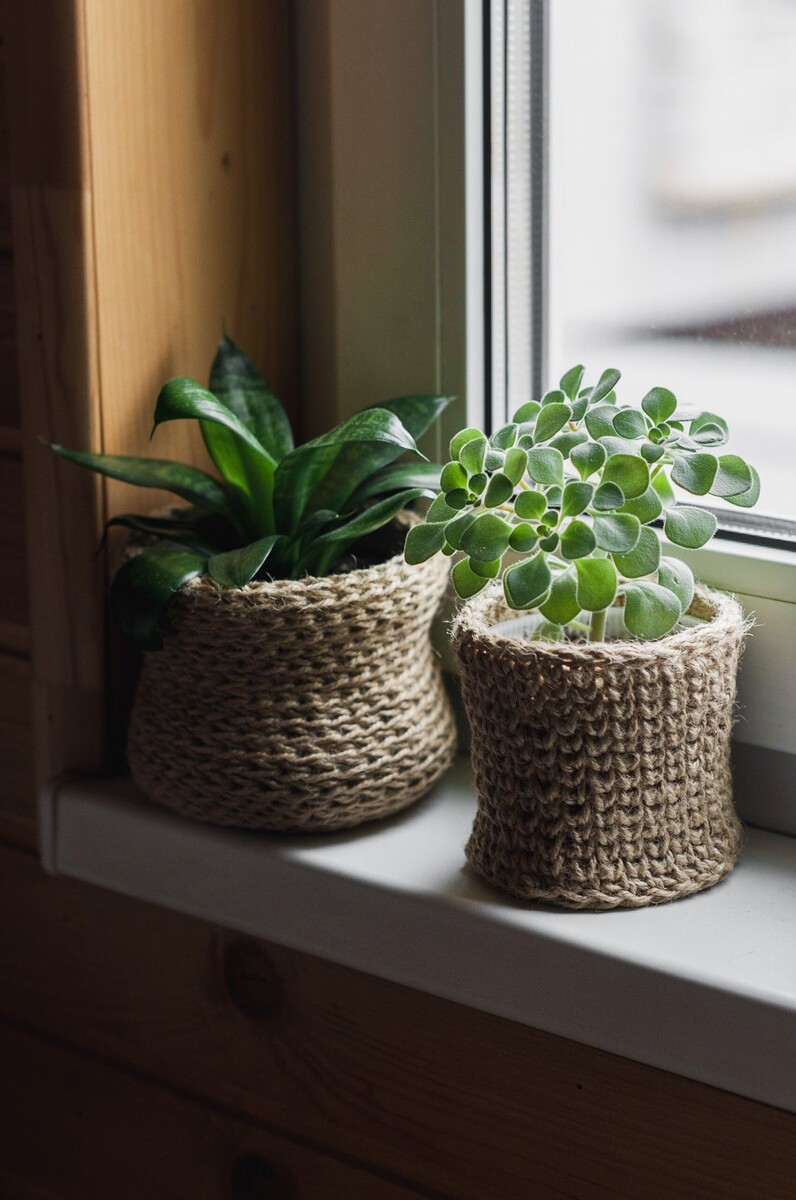 Джутовые кашпо для растений