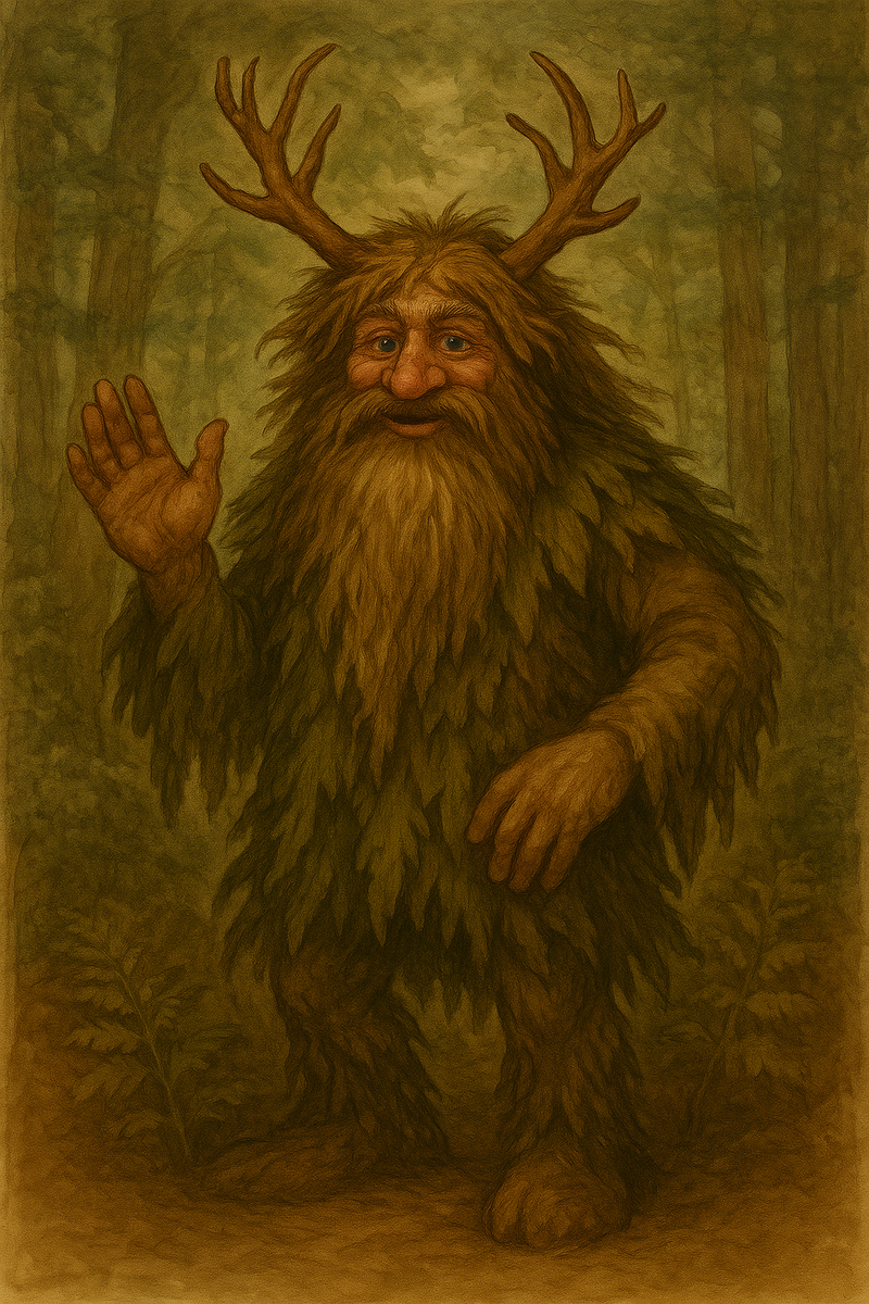Он может выглядеть как старец с бородой из мха и коры, высокий лесной великан или мельчайший зверёк.