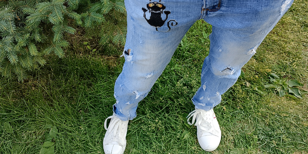 Закончила вышивать котика. Пошла его выгуливать