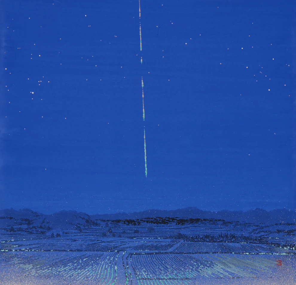 Падающая звезда в небе.