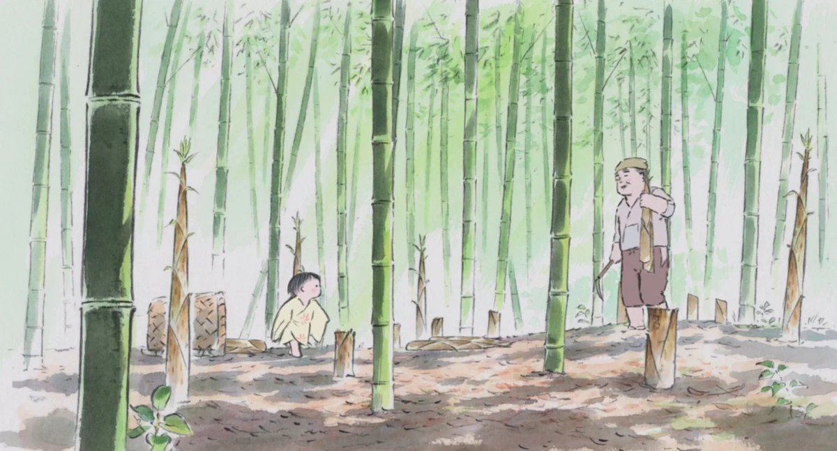 Кадр из аниме «Сказание о принцессе Кагуя»