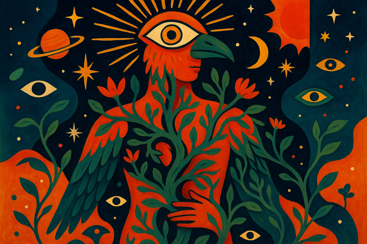 AI-иллюстрация, отражающая концепцию внутренней трансформации и самопознания.