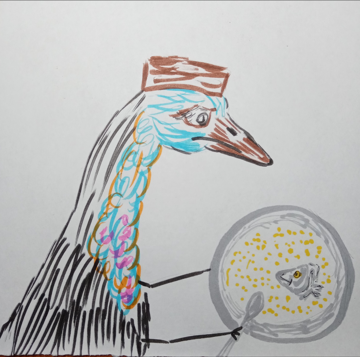 Из тарелки с манной кашей на Васю смотрела голова селёдки. 