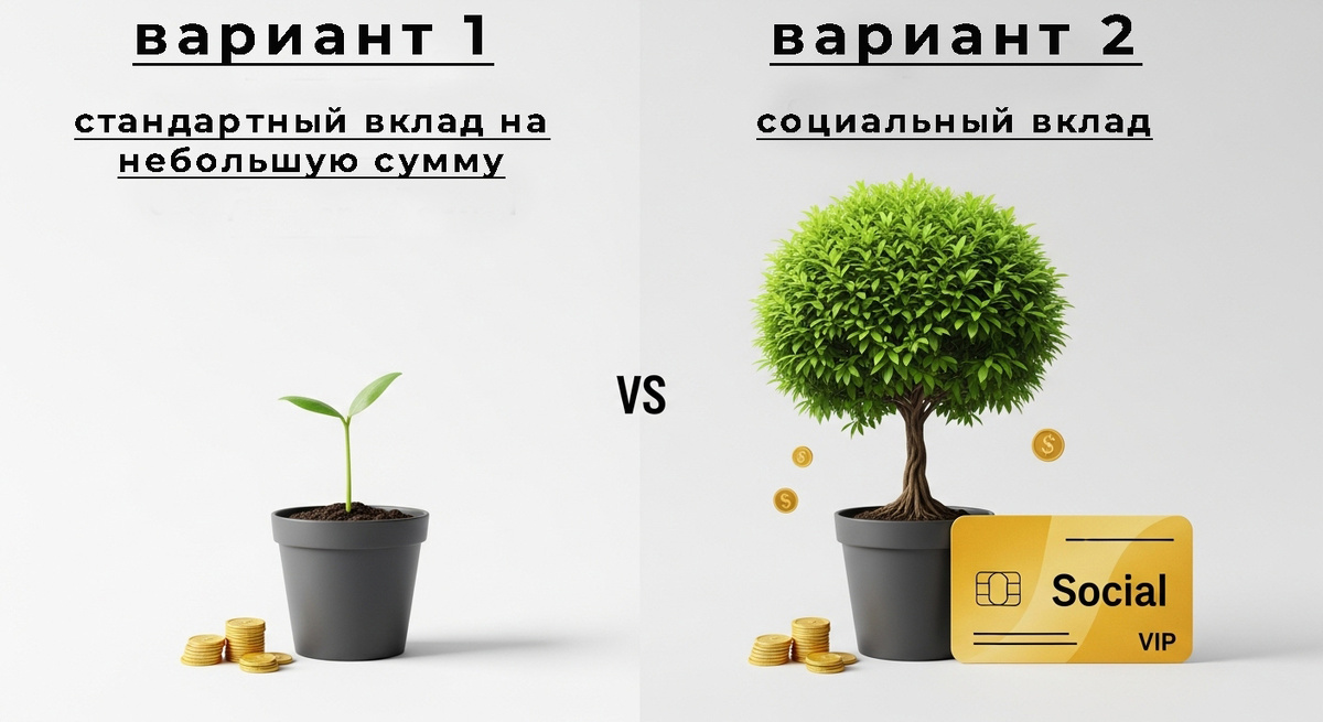 Социальный вклад позволяет небольшим сбережениям работать по самым высоким ставкам, которые банки обычно предлагают только крупным клиентам