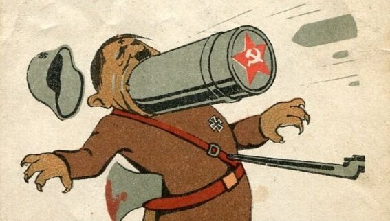 С советского плаката военной поры "Гитлер хочет есть - накормим его!"