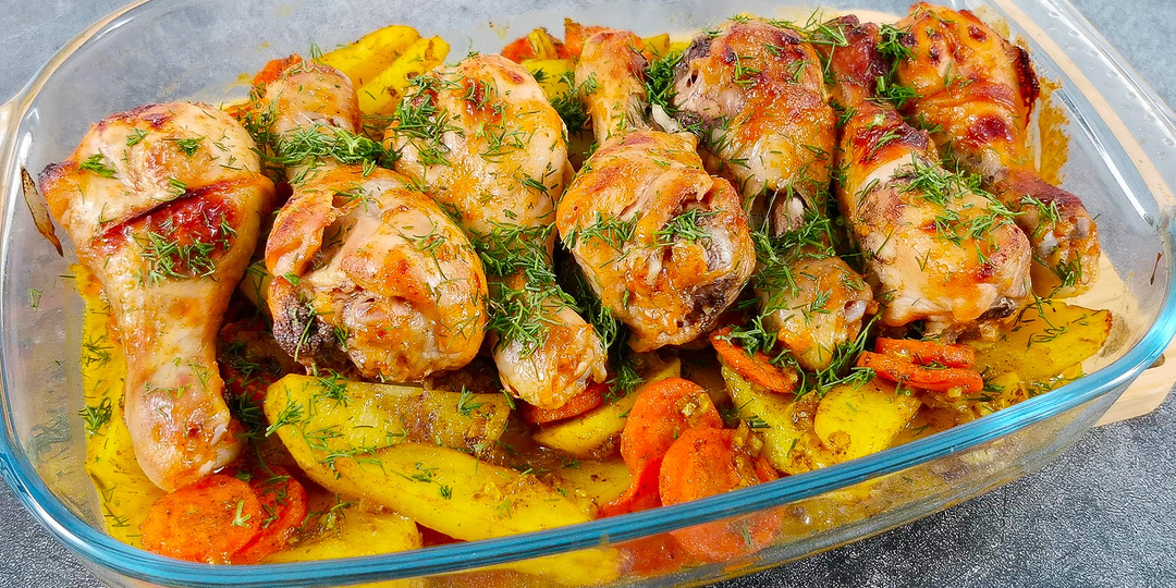 Картошка с куриными голенями на обед. Быстрый и вкусный рецепт