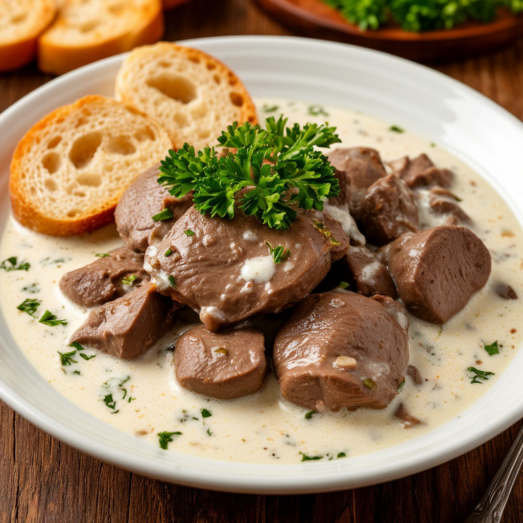 Куриная печень в сметане