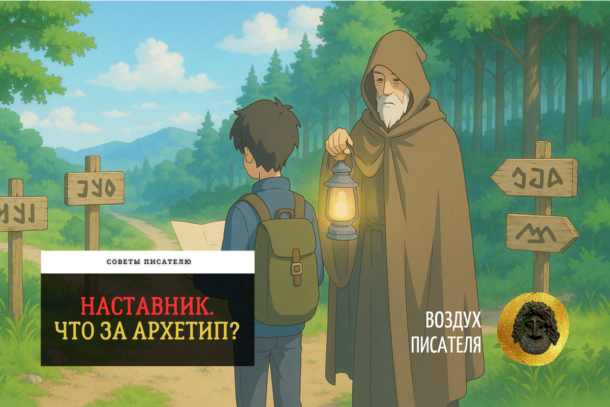 Да, на улице день, а он с фонариком. Не воспринимайте буквально... это метафора. Наставник несёт в руках свет знаний
