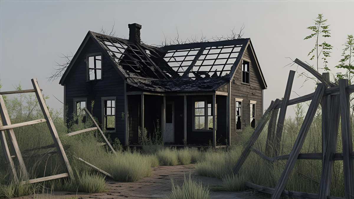 Сгоревший дом