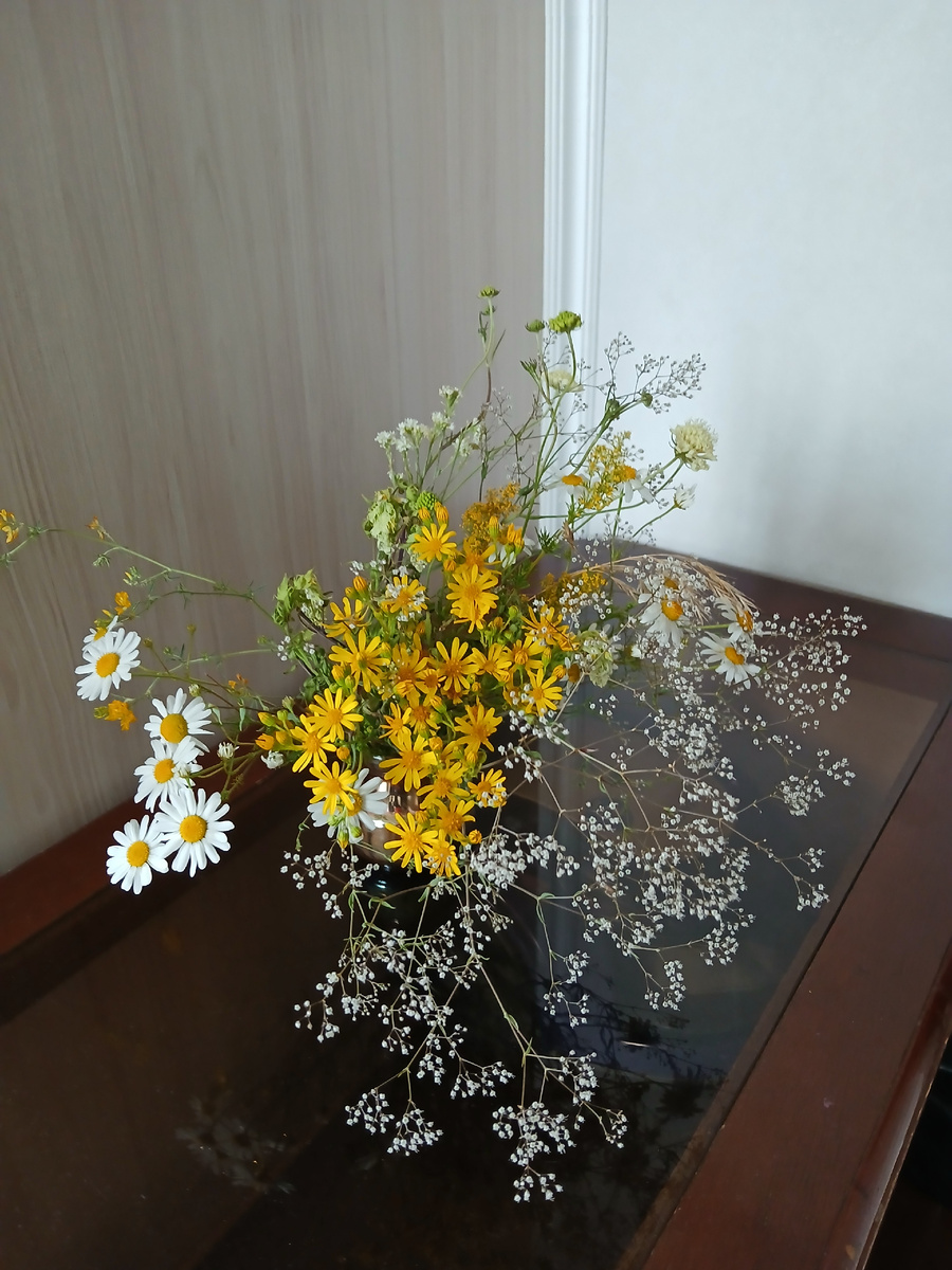 Летний букетик бабушке от малОй. Фото моё как и все другие. 1 июля 2025г.