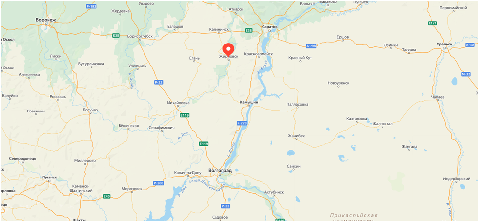 Жирновск на карте области.