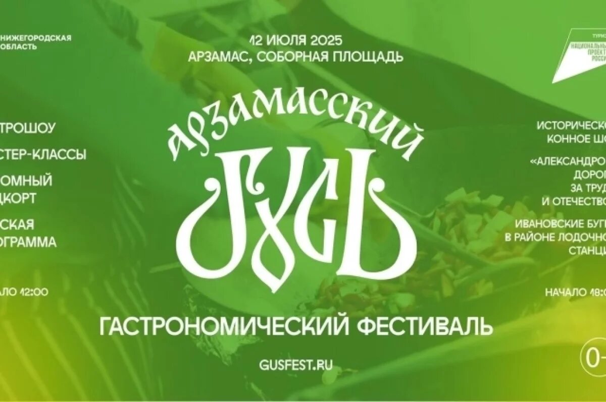    12 июля пройдёт гастрономический фестиваль «Арзамасский гусь» (0+)