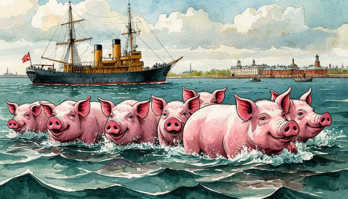 Стадо хрюкающих существ собравшись в "Клин", словно войско тевтонских рыцарей, пронзило холодные воды Финского залива, их путь лежал к городу-крепости, Кронштадт. 