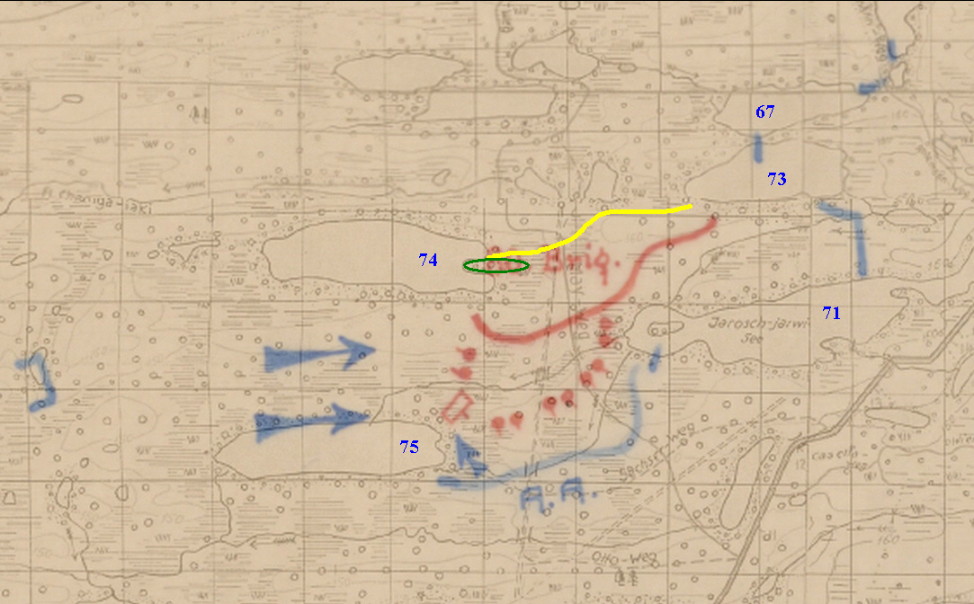 Новая передовая линия (примерно) и сигарообразный лес.