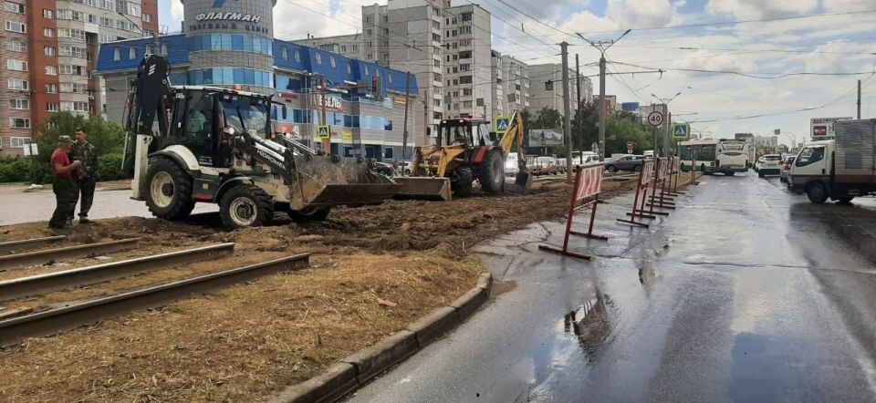    Ремонт трамвайного переезда на пересечении улиц Попова и Балтийской. Источник: barnaul.org