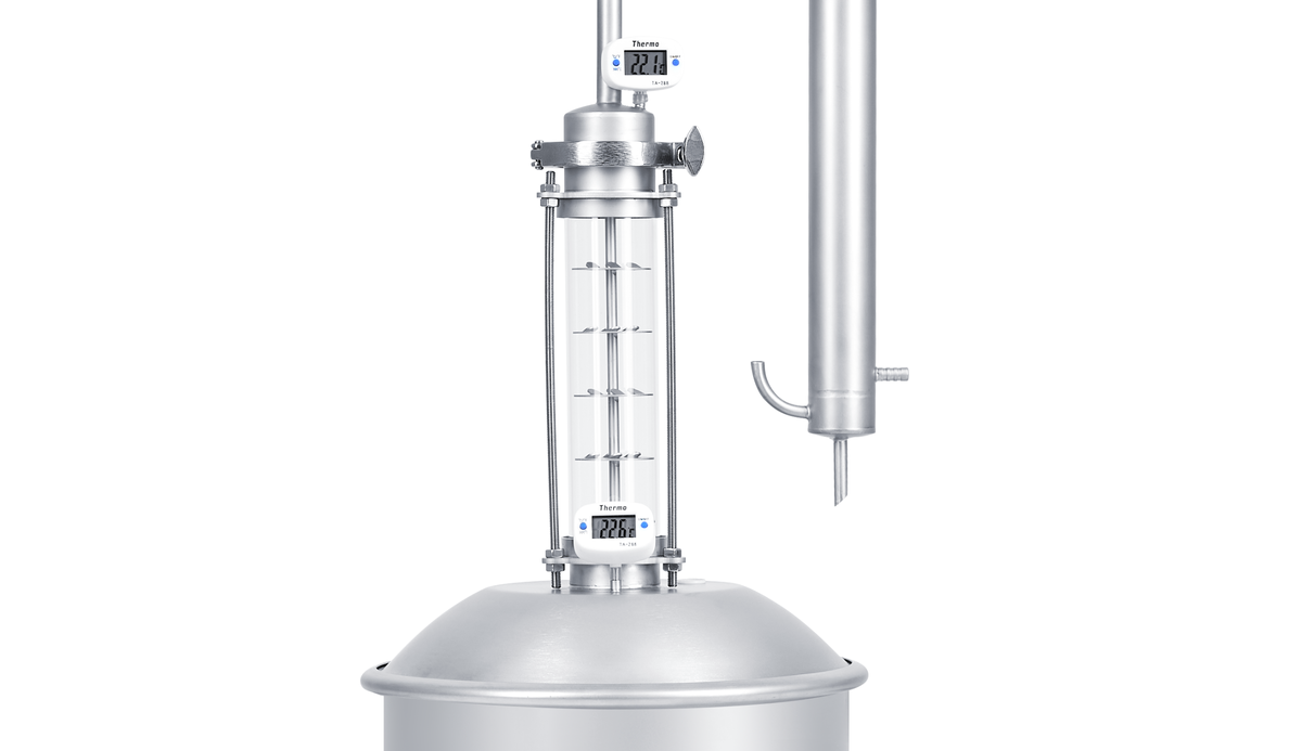 Тарельчатая насадка в стеклянной царге у дистиллятора Organic 2