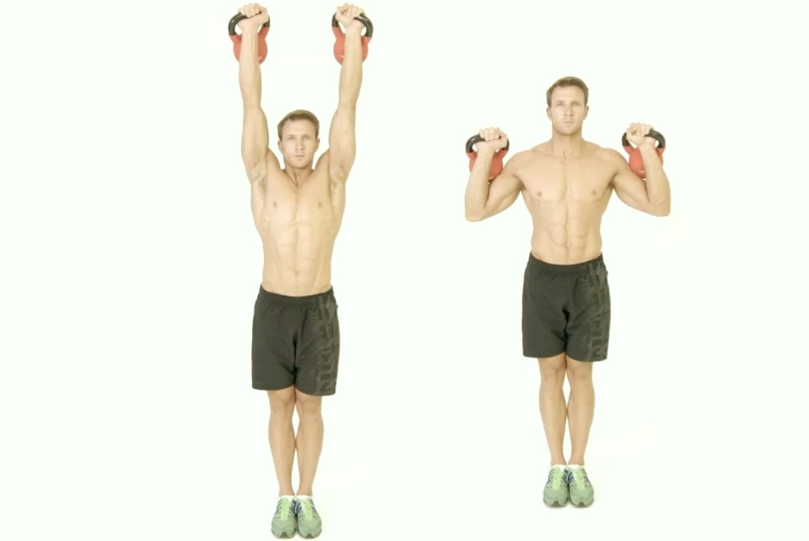 Армейский жим стоя с гирей