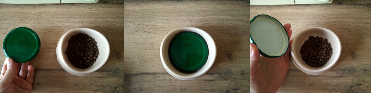 Большую часть дня миска была закрыта крышкой. Когда он приходил поесть, я ее открывала, а потом закрывала обратно.