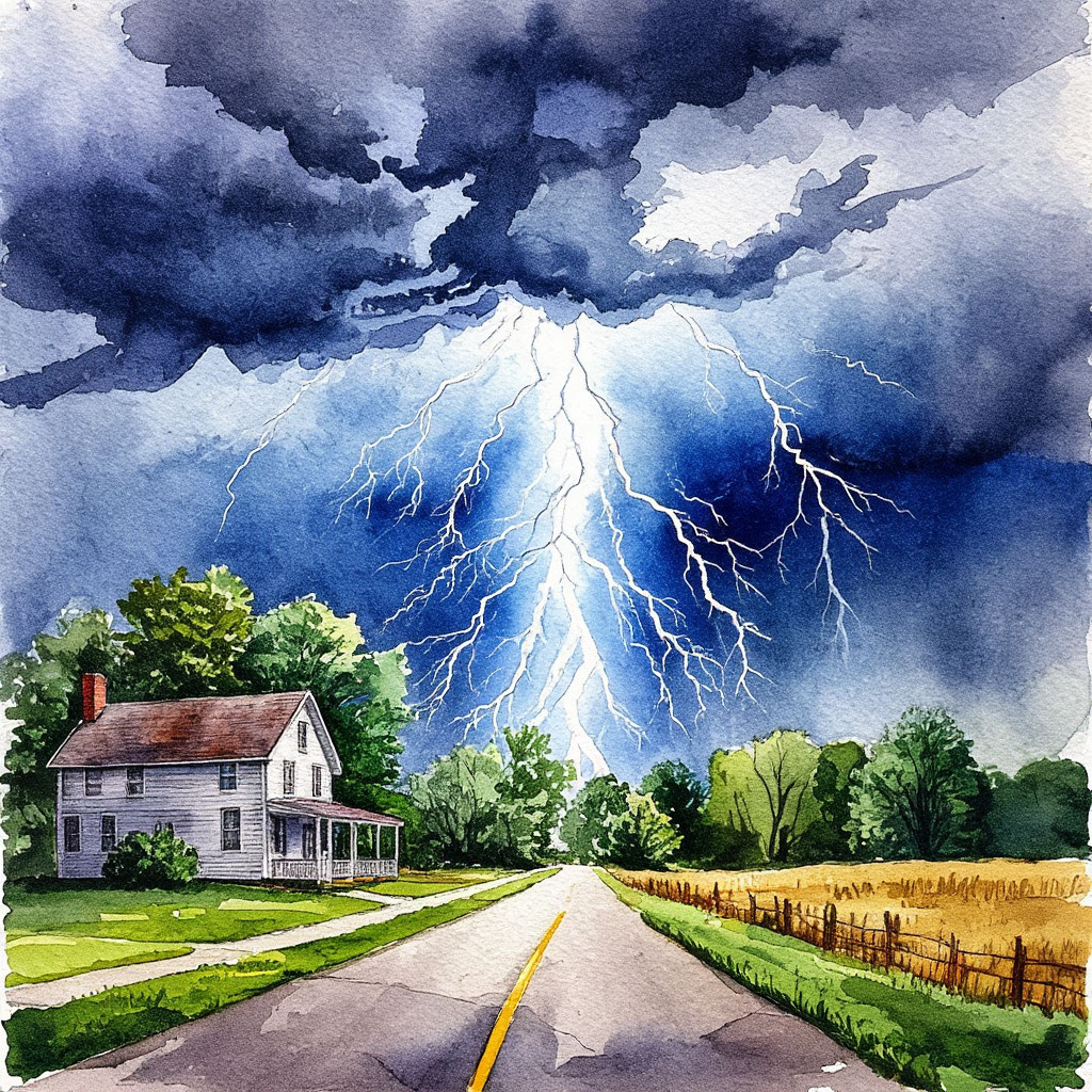 "Молния" акварелью 