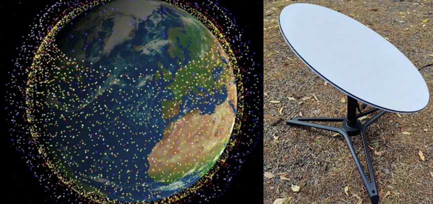 Орбитальная инфраструктура и приёмное устройство спутниковой системы интернета "Старлинк". 
