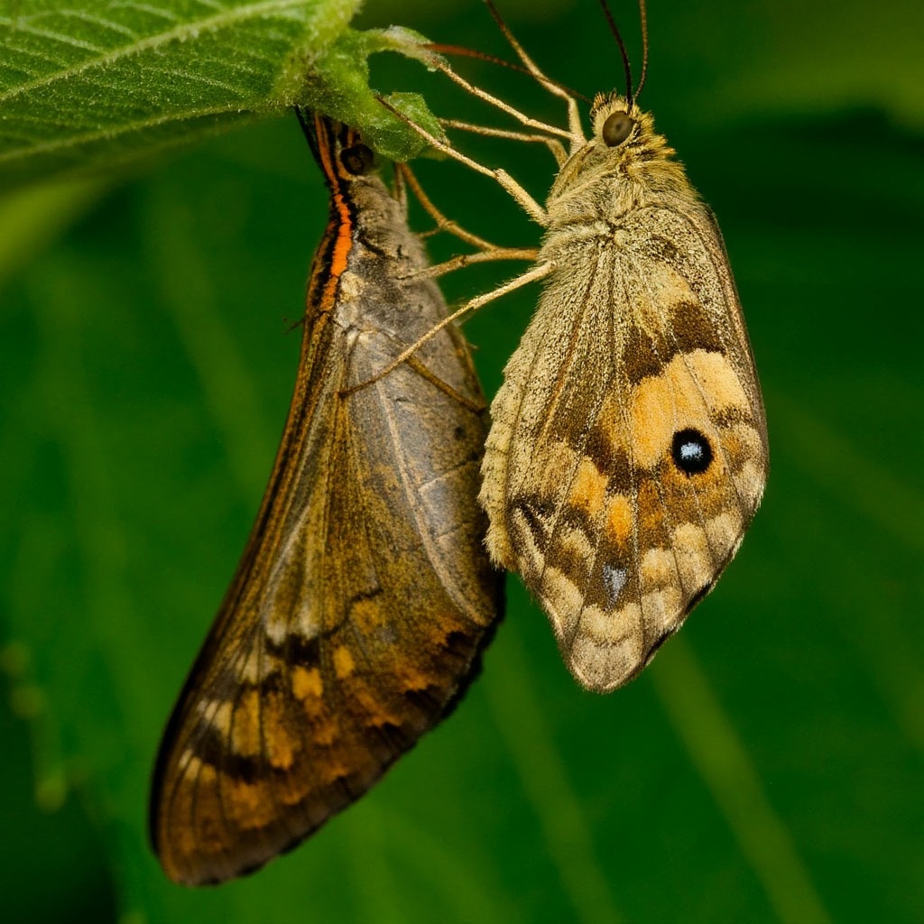 Бабочка вылупляется из кокона