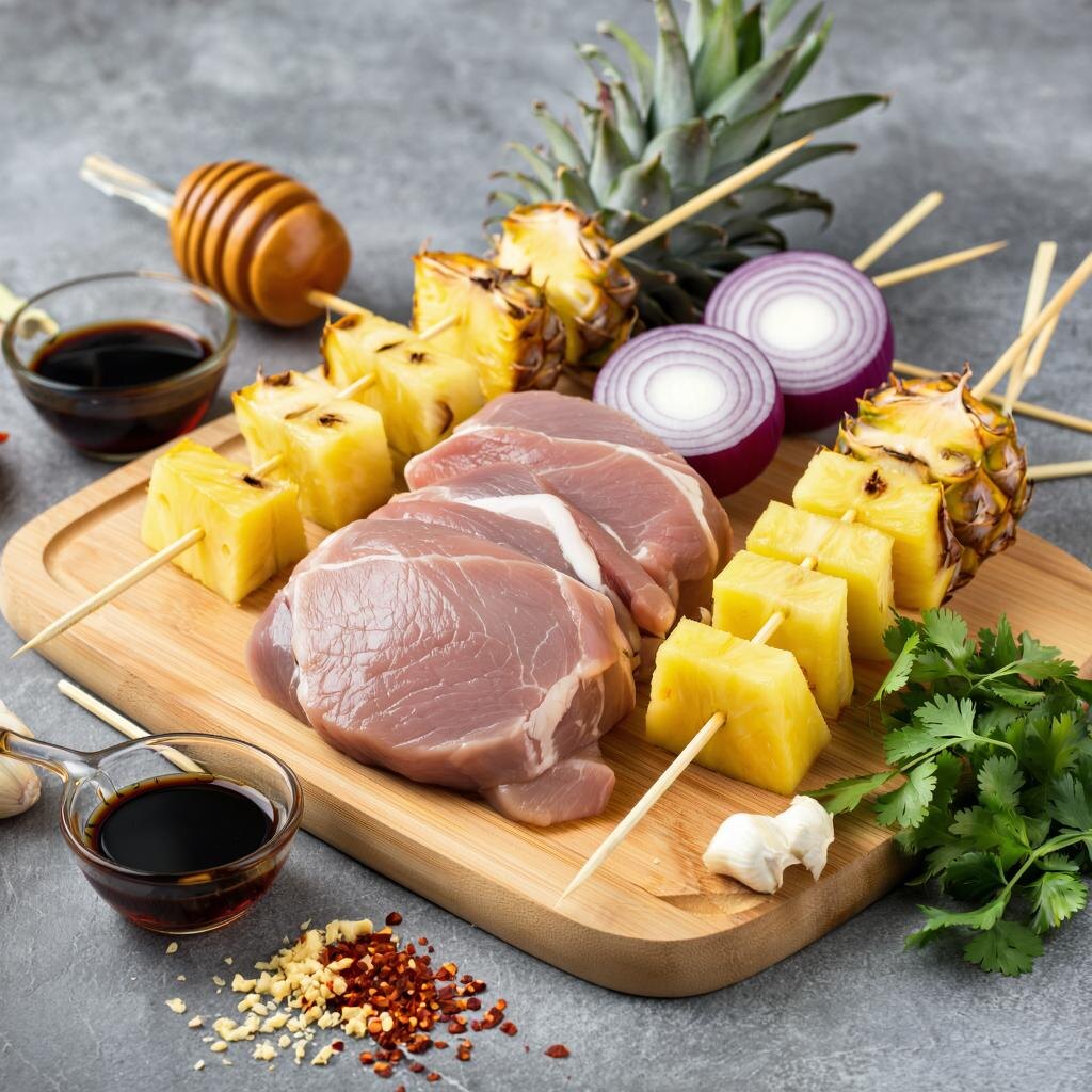 Ананасовый шашлык с ароматом тропиков: свинина, мед и специи для незабываемого вкуса