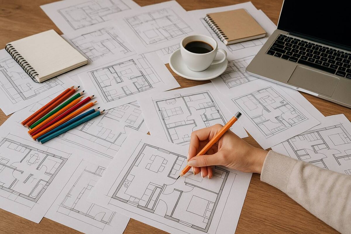 «Вот так выглядит мой “боевой штаб”: никакой романтики, только списки, схемы и кофе. Если на фото есть кот — считайте, что план точно удастся!»