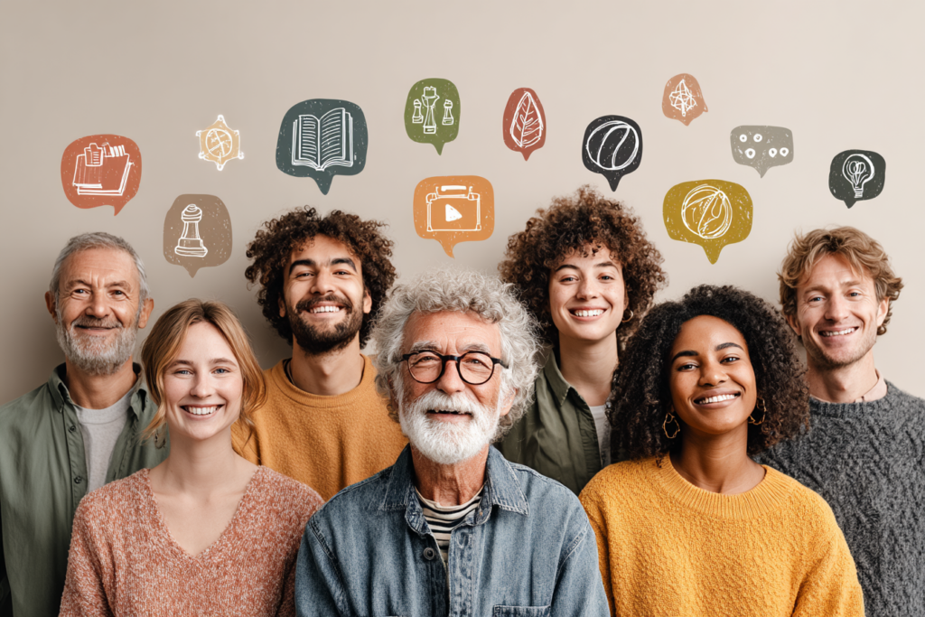 8 уникальных типов человеческого интеллекта по Гарднеру. Изображение: CogniFit (создано ИИ)