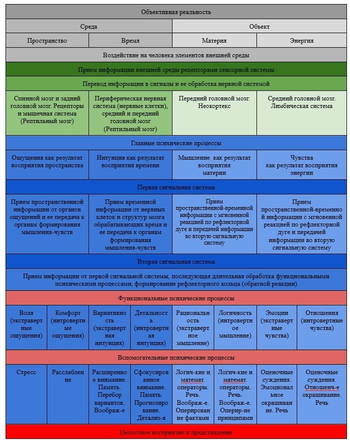 Местоположение детальности в структуре психики