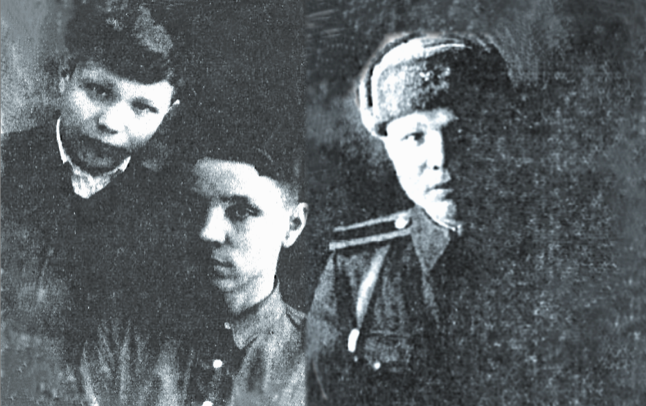 Герой повествования в детстве (на первом снимке слева) и в Томском артучилище.