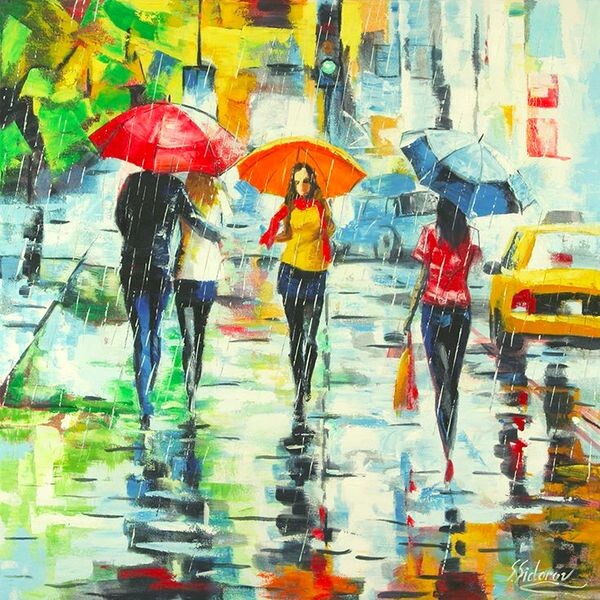 Станислав Николаевич Сидоров (род. 1954 год) «Дождь». Фото картины взято из открытого источника  