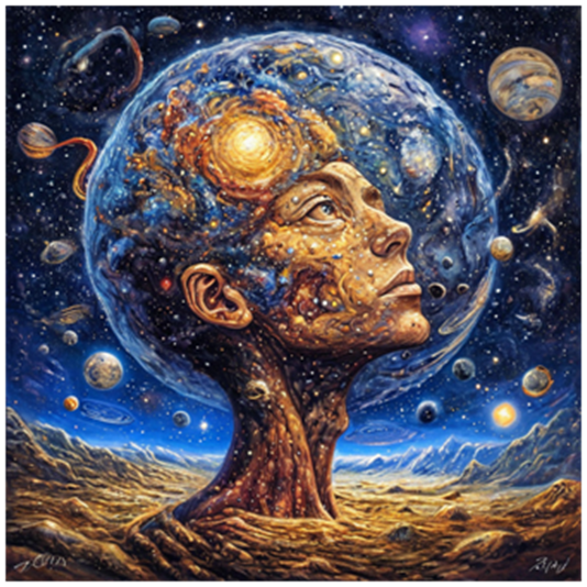 Сгенерировано ИИ- Вселенная и человек.