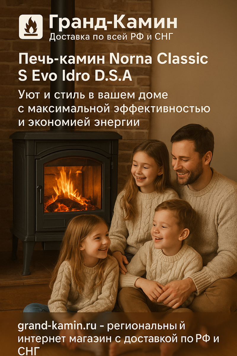    Печь-камин Norma Classic S Evo Idro D.S.A: уют и стиль в вашем доме с максимальной эффективностью и экономией энергии Kamin