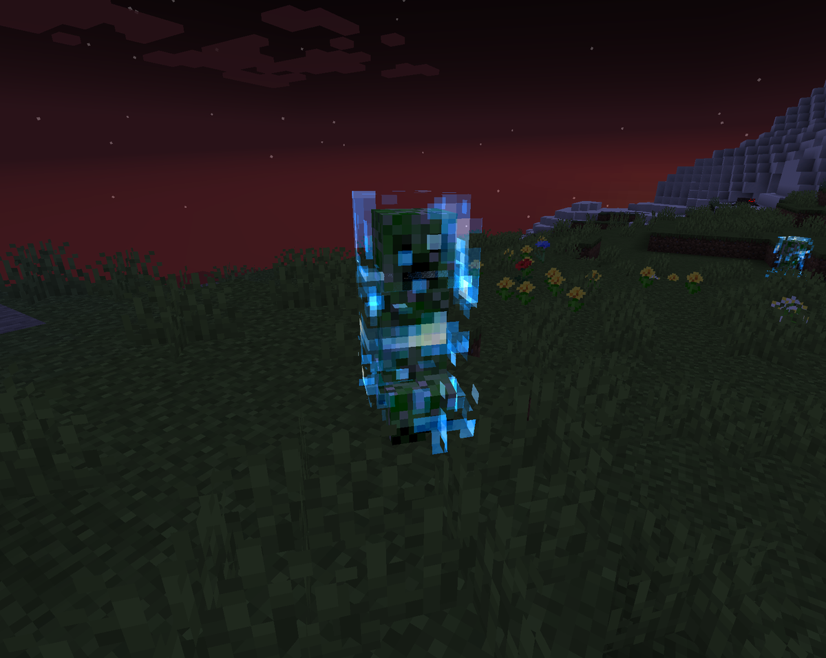 Заряженный крипер в Майнкрафте ночью