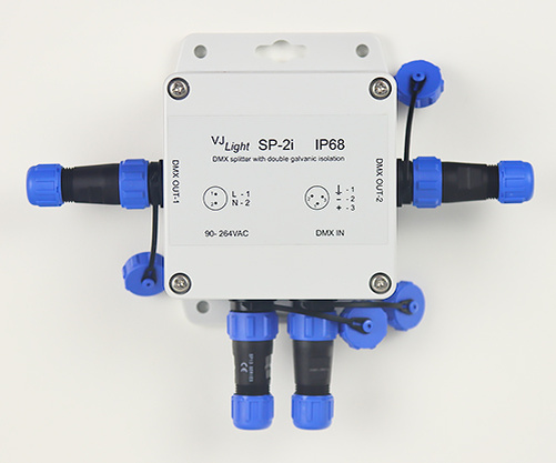IP68 (IP67) DMX сплиттер-усилитель 2 выхода с двойной гальванической развязкой и индикаторами - "VJLight SP-2i". https://shop.show-device.ru/VJLight-SP-2i.html